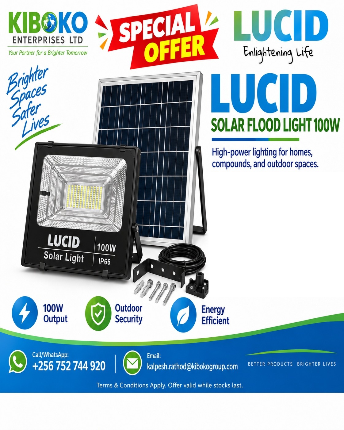 Lucid Solar Flood Light 100W