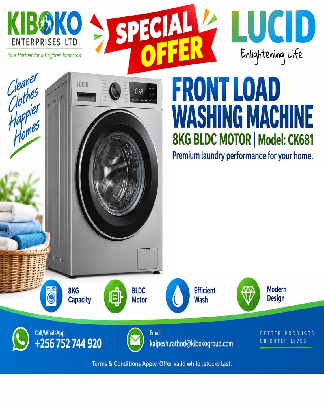 Lucid Front Load Washing Machine 8KG